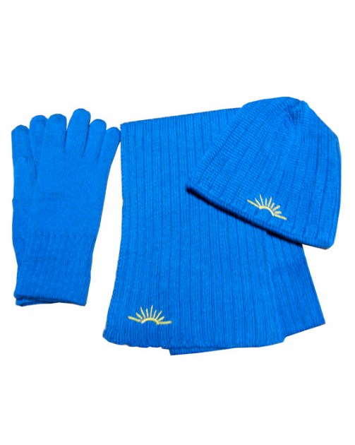 Шарф вязанный ложная резинка синий